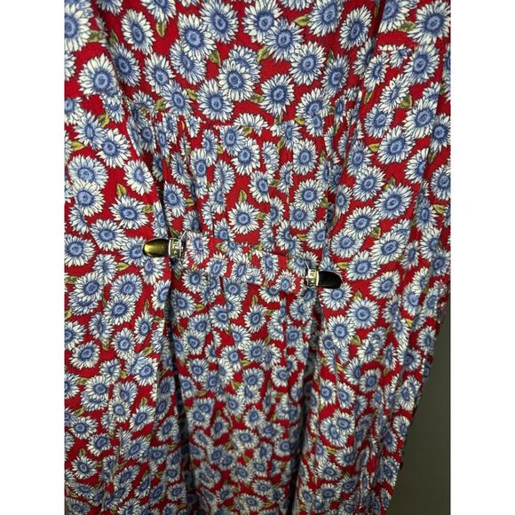 BYER TOO! Dress 11 Red Blue Floral Pockets Long Prairie Cottagecore VTG - Picture 5 of 9